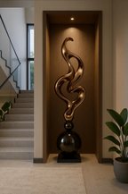 Wynari | Contemporary Gold Abstract Floor Sculpture | Fiberglass Sculptural Art